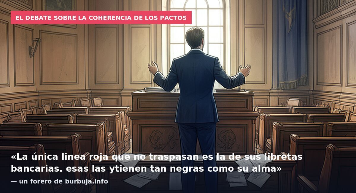 El debate sobre la coherencia de los pactos: «La única linea roja que no traspasan es la de sus libretas bancarias. esas las ytienen tan negras como su alma» — un forero de burbuja.info