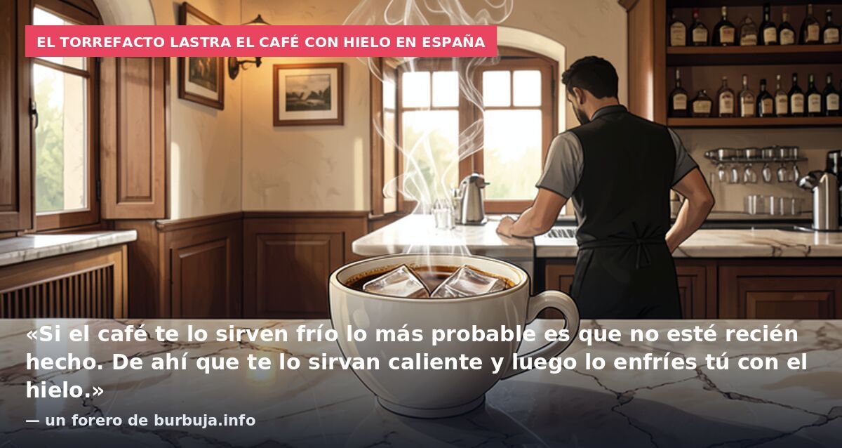 El torrefacto lastra el café con hielo en España: «Si el café te lo sirven frío lo más probable es que no esté recién hecho. De ahí que te lo sirvan caliente y luego lo enfríes tú con el hielo.» — un forero de burbuja.info