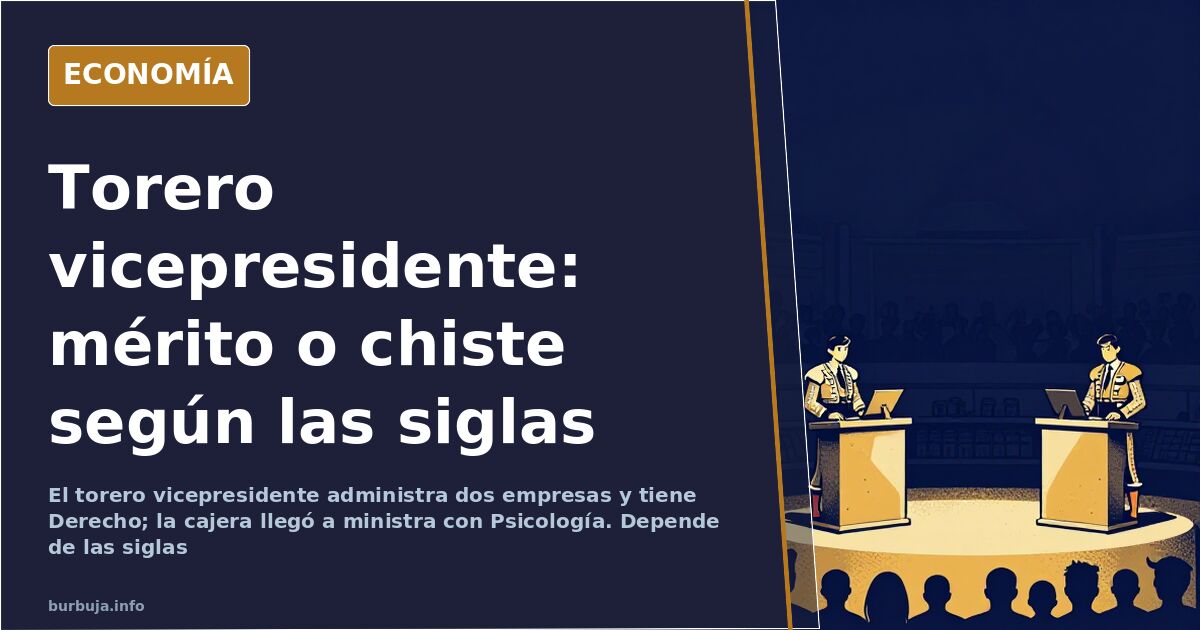 Ilustración editorial estilo navy y oro con un torero ondeando una muleta frente al escaño de un hemiciclo vacío, tema del vi