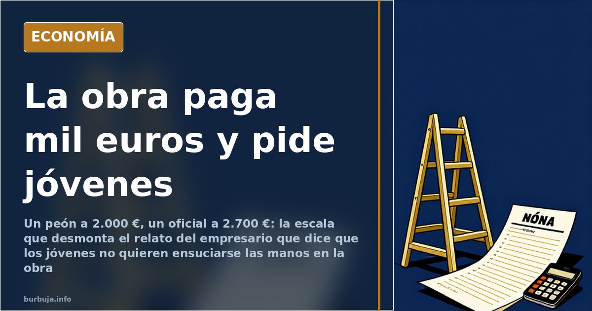 El peón de obra que piden los empresarios cuesta 2.600 € al mes