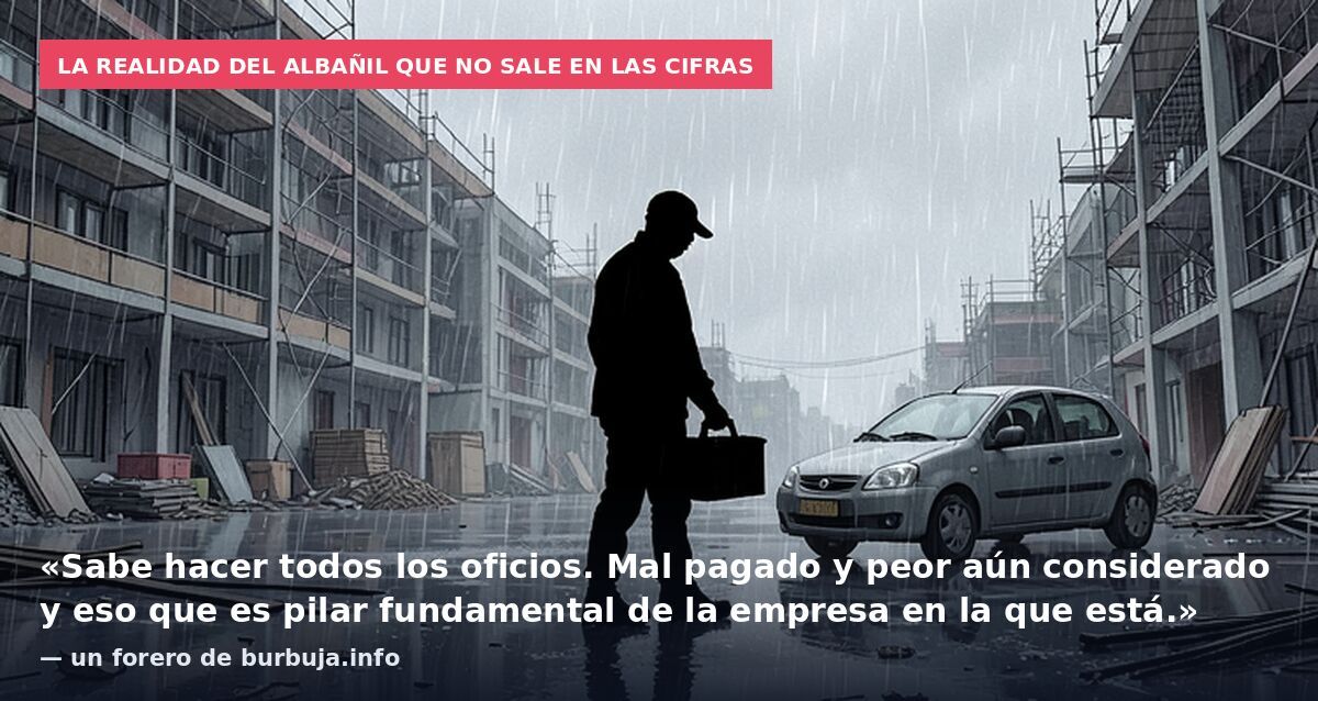 La realidad del albañil que no sale en las cifras: «Sabe hacer todos los oficios. Mal pagado y peor aún considerado y eso que es pilar fundamental de la empresa en la que está.» — un forero de burbuja.info