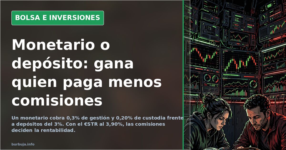 Gráfico de rentabilidades comparadas entre depósitos bancarios, cuentas remuneradas y fondos monetarios en euros