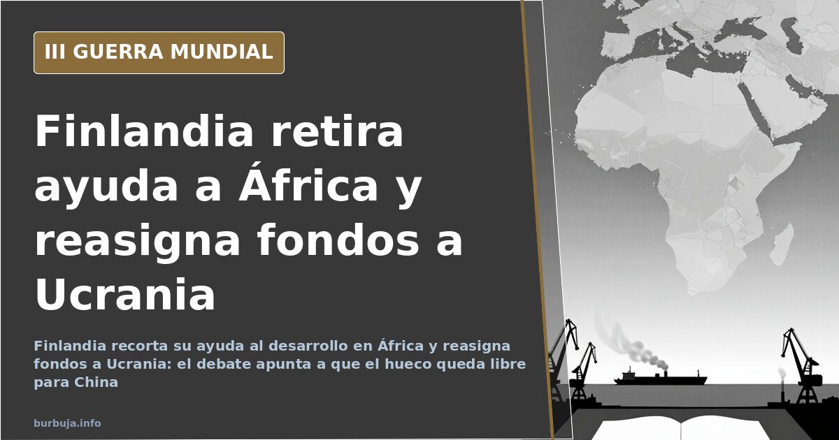 Mapa de África con siluetas de infraestructuras y buques en ilustración documental sobre la ayuda al desarrollo