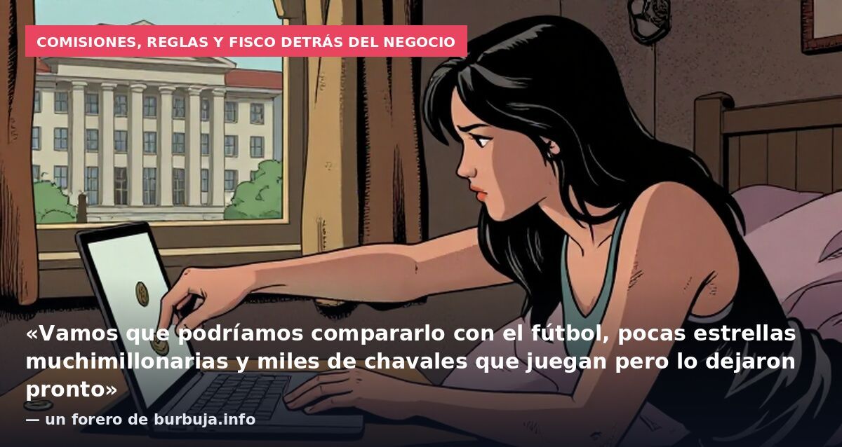 Comisiones, reglas y fisco detrás del negocio: «Vamos que podríamos compararlo con el fútbol, pocas estrellas muchimillonarias y miles de chavales que juegan pero lo dejaron pronto» — un forero de burbuja.info