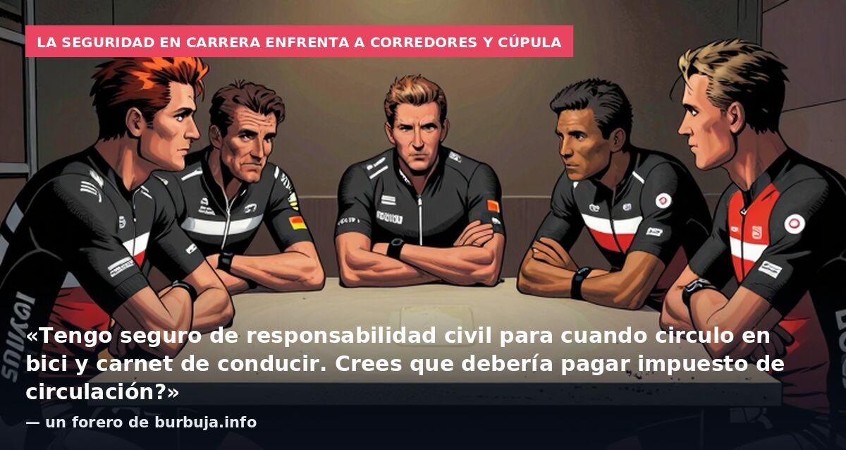 La seguridad en carrera enfrenta a corredores y cúpula: «Tengo seguro de responsabilidad civil para cuando circulo en bici y carnet de conducir. Crees que debería pagar impuesto de circulación?» — un forero de burbuja.info
