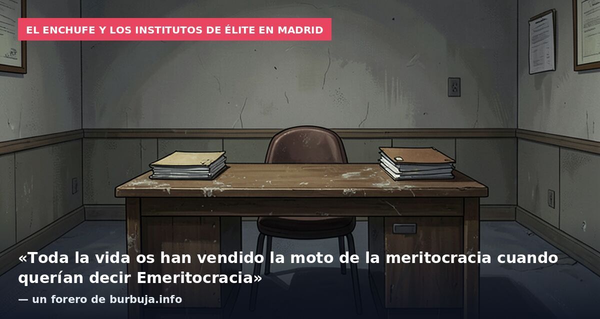 El enchufe y los institutos de élite en Madrid: «Toda la vida os han vendido la moto de la meritocracia cuando querían decir Emeritocracia» — un forero de burbuja.info