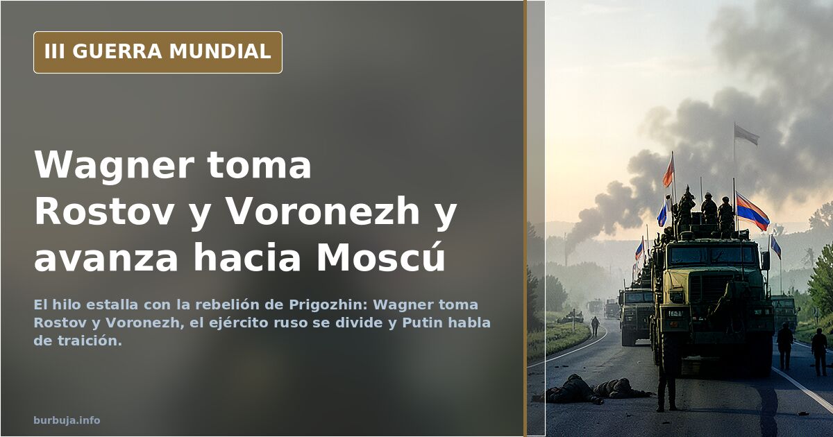 Wagner toma Rostov y Voronezh y avanza hacia Moscú