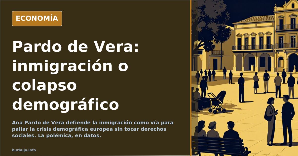Ilustración editorial sobre la crisis demográfica europea y el debate migratorio como respuesta al envejecimiento de la pobla