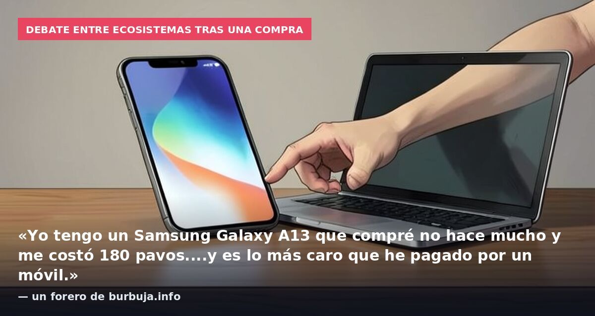 Debate entre ecosistemas tras una compra: «Yo tengo un Samsung Galaxy A13 que compré no hace mucho y me costó 180 pavos....y es lo más caro que he pagado por un móvil.» — un forero de burbuja.info