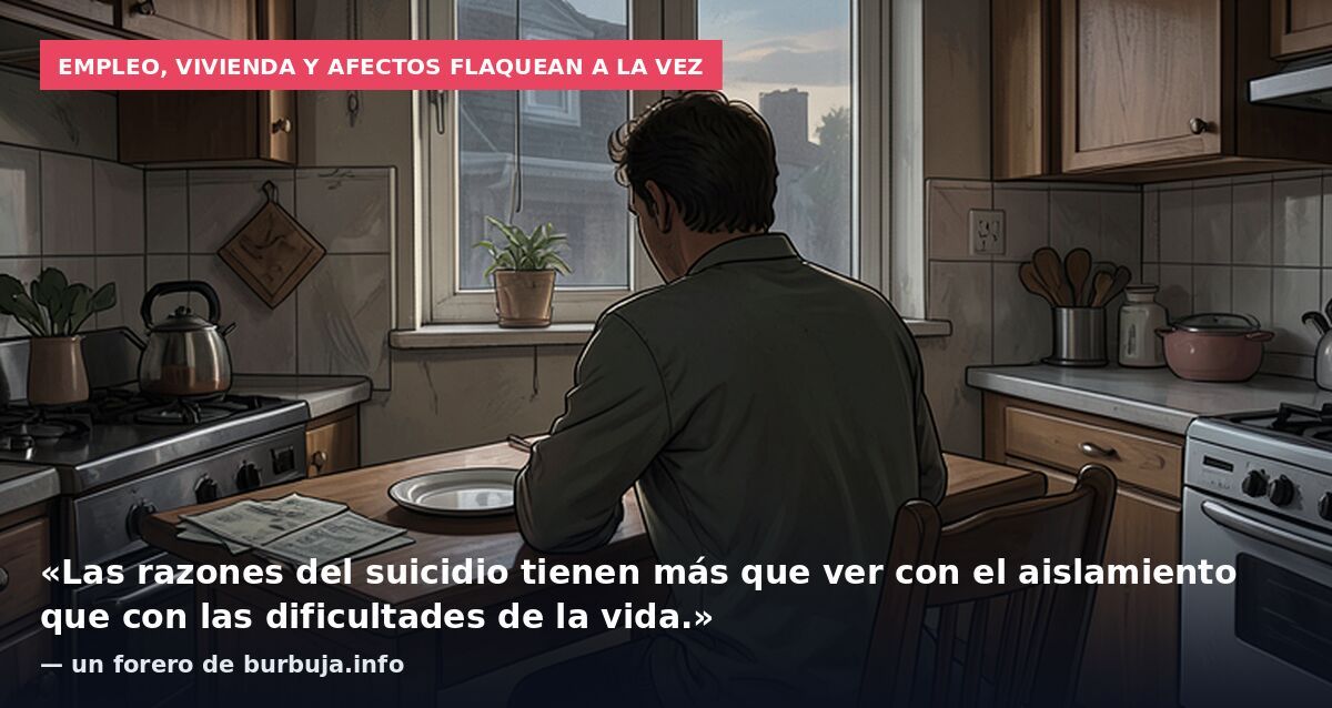 Empleo, vivienda y afectos flaquean a la vez: «Las razones del suicidio tienen más que ver con el aislamiento que con las dificultades de la vida.» — un forero de burbuja.info