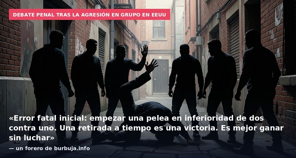 Debate penal tras la agresión en grupo en EEUU: «Error fatal inicial: empezar una pelea en inferioridad de dos contra uno. Una retirada a tiempo es una victoria. Es mejor ganar sin luchar» — un forero de burbuja.info