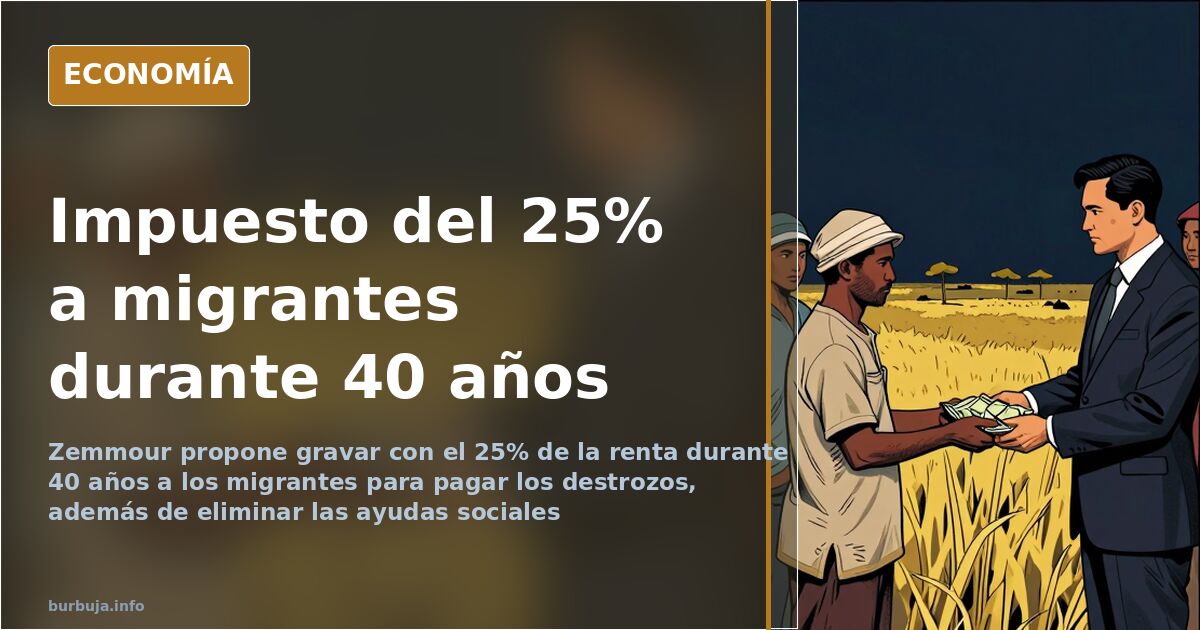 Zemmour propone gravar con un 25% la renta de los migrantes