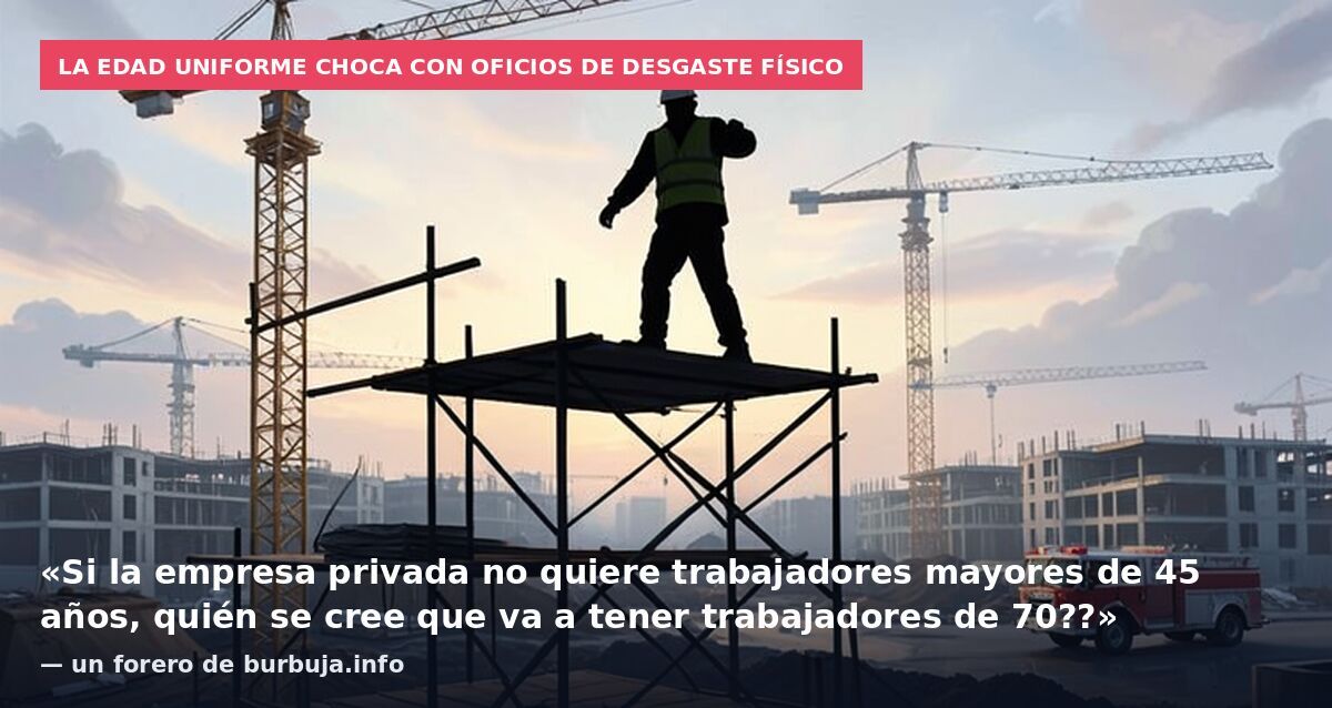 La edad uniforme choca con oficios de desgaste físico: «Si la empresa privada no quiere trabajadores mayores de 45 años, quién se cree que va a tener trabajadores de 70??» — un forero de burbuja.info