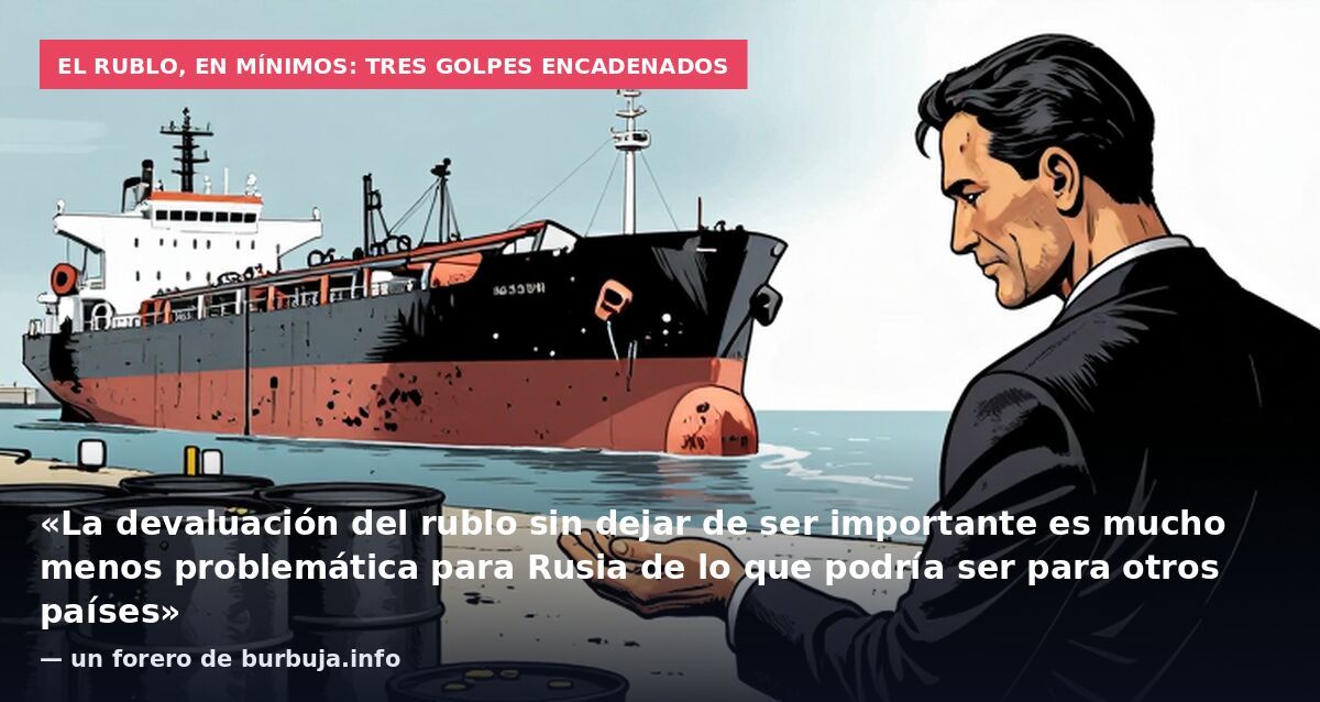 El rublo, en mínimos: tres golpes encadenados: «La devaluación del rublo sin dejar de ser importante es mucho menos problemática para Rusia de lo que podría ser para otros países» — un forero de burbuja.info