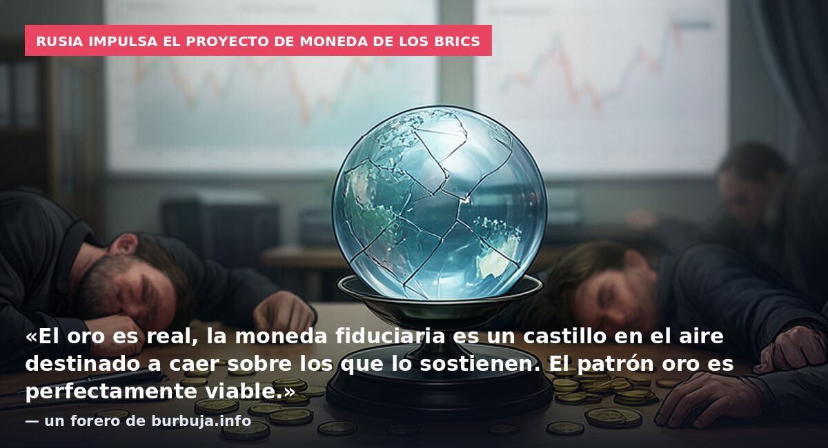 Rusia impulsa el proyecto de moneda de los BRICS: «El oro es real, la moneda fiduciaria es un castillo en el aire destinado a caer sobre los que lo sostienen. El patrón oro es perfectamente viable.» — un forero de burbuja.info