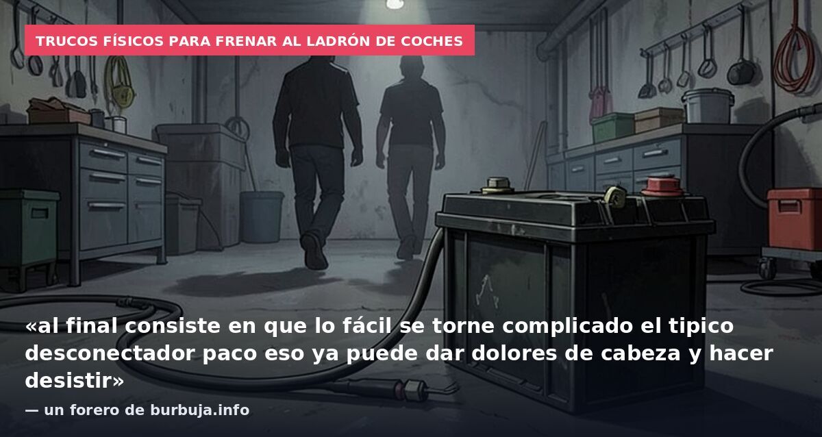 Trucos físicos para frenar al ladrón de coches: «al final consiste en que lo fácil se torne complicado el tipico desconectador paco eso ya puede dar dolores de cabeza y hacer desistir» — un forero de burbuja.info