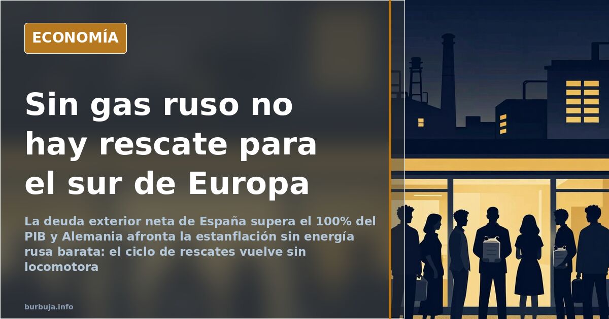 Locomotora industrial alemana detenida en una vía mientras el sur de Europa espera bajo un cielo oscuro