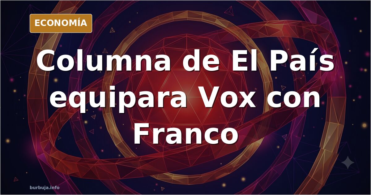 Ilustración editorial de un periódico con un titular sobre Vox y Franco junto a una urna electoral
