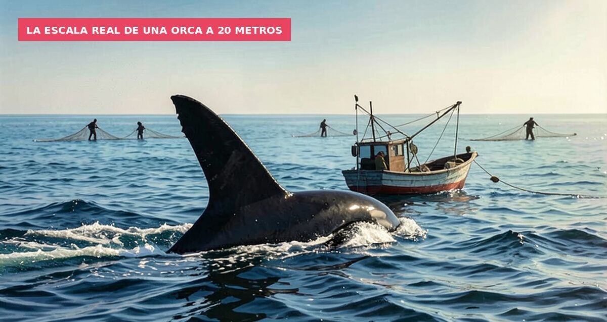 La escala real de una orca a 20 metros