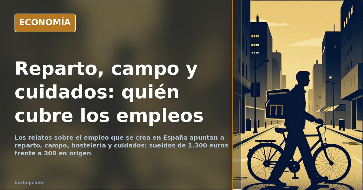 Repartidor con mochila de paquetería en una calle de ciudad al amanecer, imagen del empleo que se crea en España
