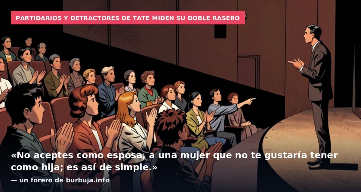 Partidarios y detractores de Tate miden su doble rasero: «No aceptes como esposa, a una mujer que no te gustaría tener como hija; es así de simple.» — un forero de burbuja.info