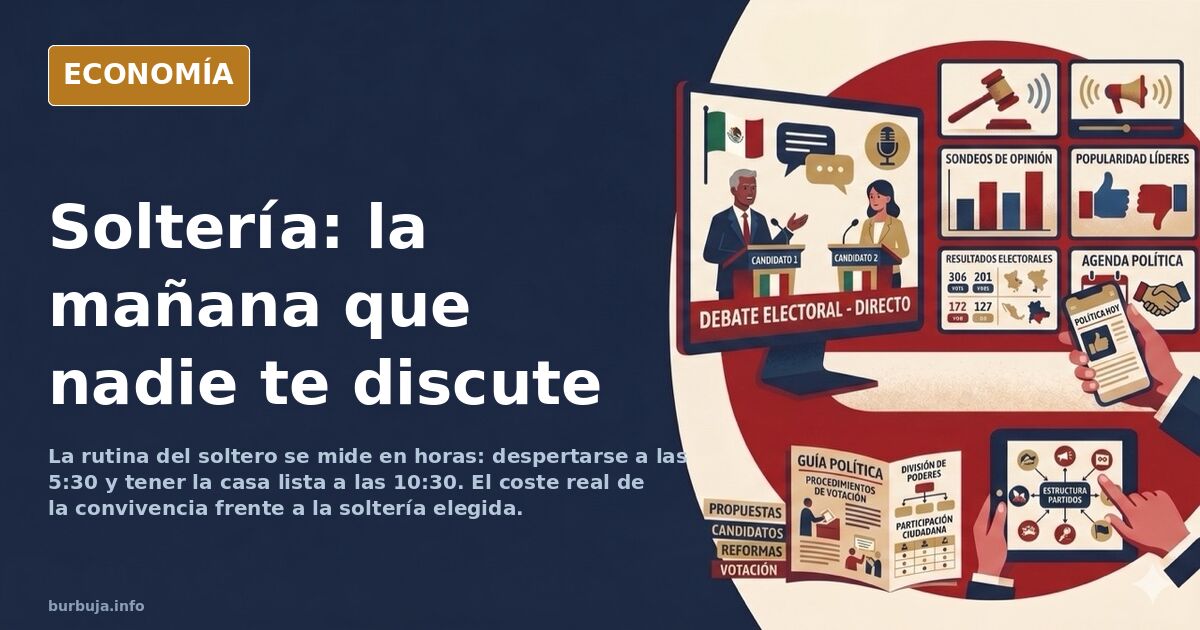 Cafetera y taza sobre una encimera ordenada por la mañana, escena editorial que ilustra la rutina del soltero y su libertad d