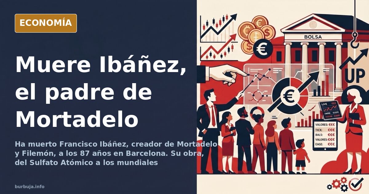 Silueta de un dibujante anciano en su mesa de trabajo rodeado de viñetas de Mortadelo y Filemón