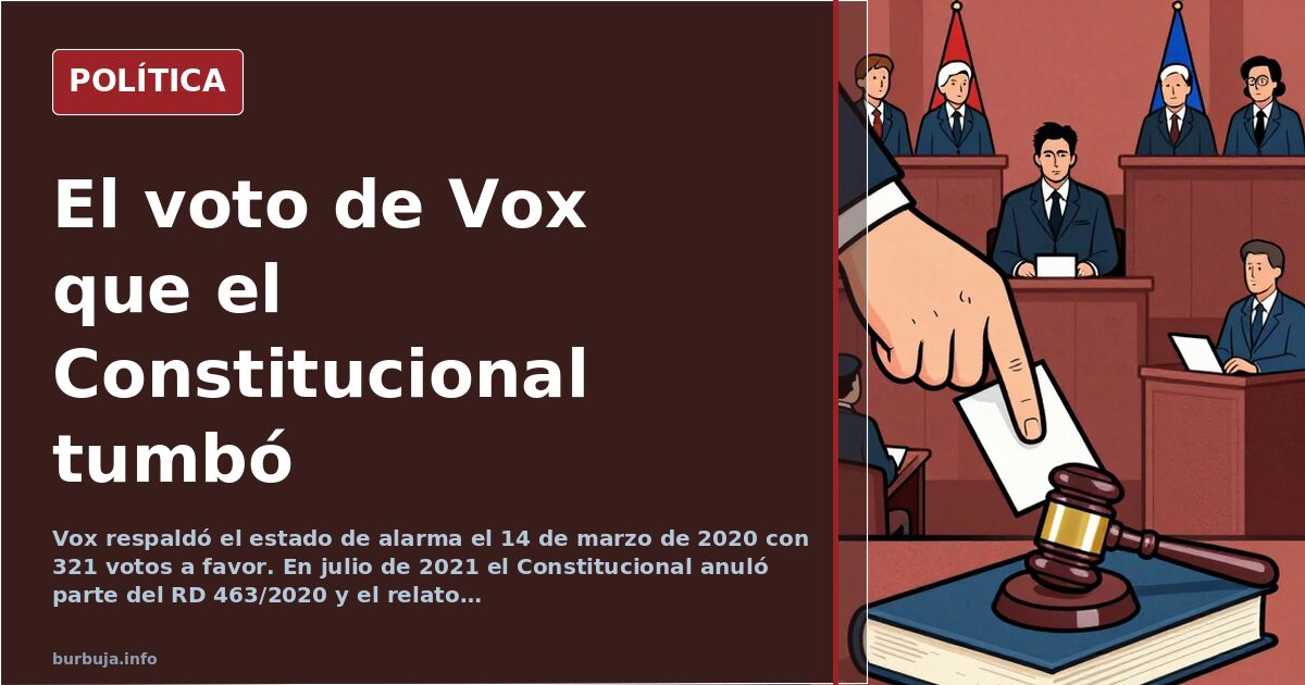 Ilustración editorial del Congreso con escaños, urna y banderas durante la votación del estado de alarma de marzo de 2020