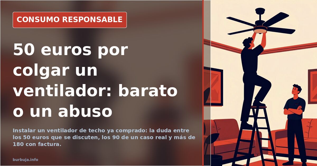 Ceiling fan installation costs €50 to €180 in Spain