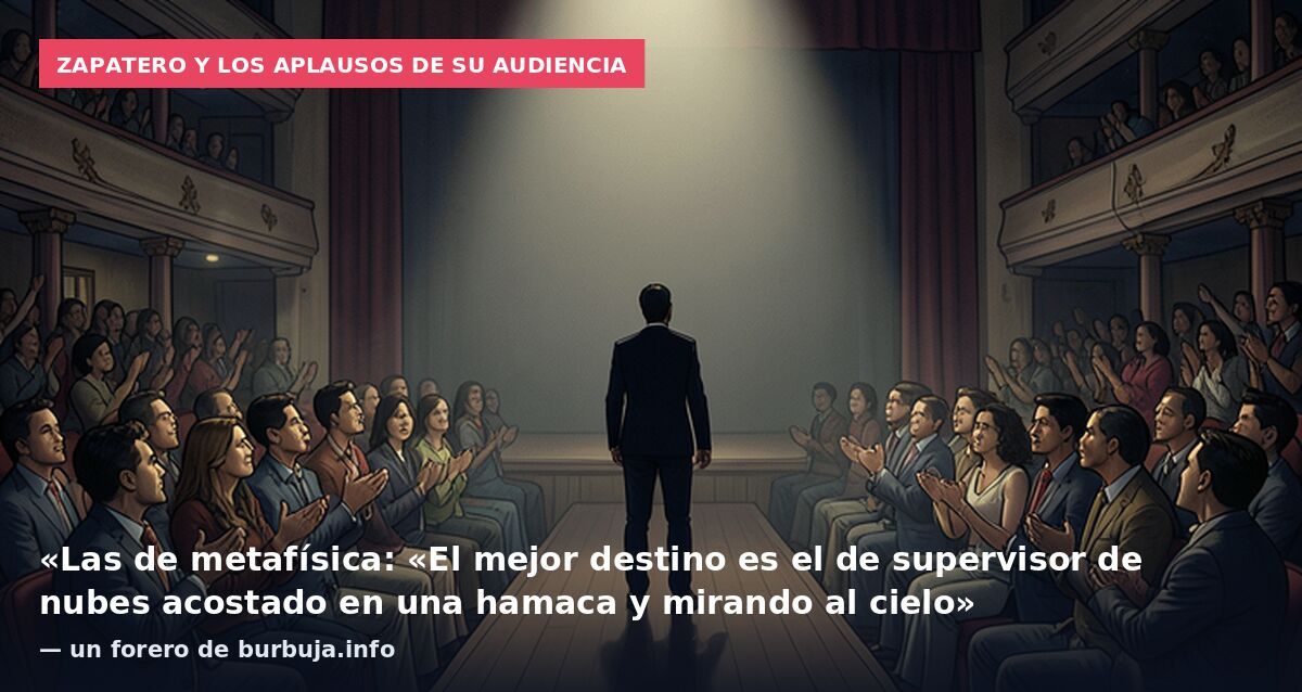 Zapatero y los aplausos de su audiencia: «Las de metafísica: «El mejor destino es el de supervisor de nubes acostado en una hamaca y mirando al cielo» — un forero de burbuja.info