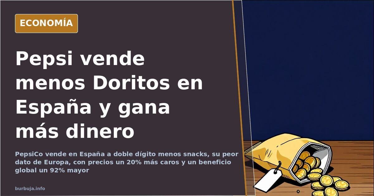 Bolsa de snacks de patatas fritas abierta y medio vacía sobre una mesa, en plena caída de ventas en España
