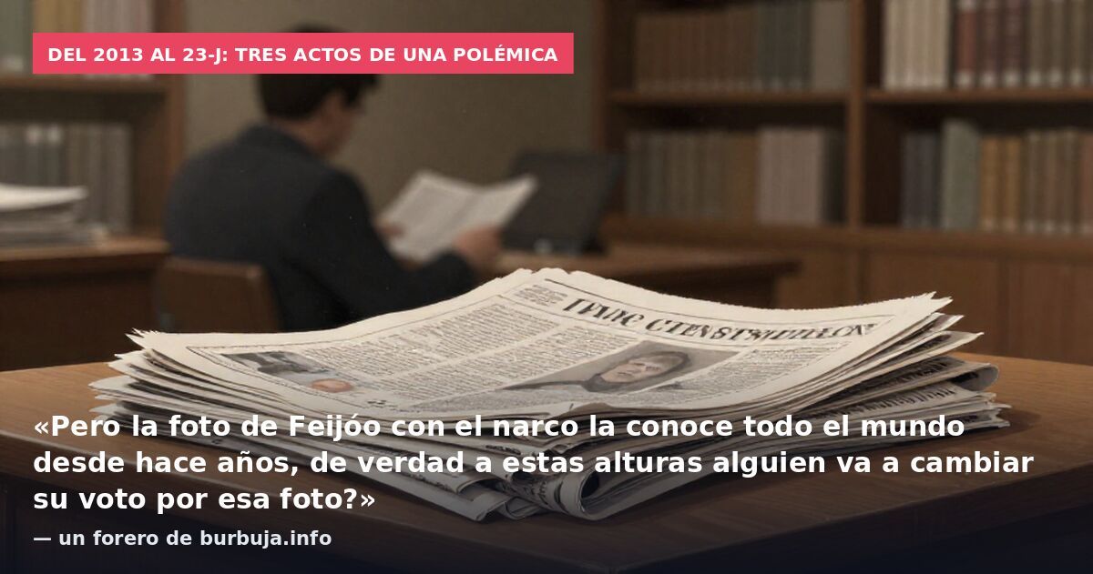 Del 2013 al 23-J: tres actos de una polémica: «Pero la foto de Feijóo con el narco la conoce todo el mundo desde hace años, de verdad a estas alturas alguien va a cambiar su voto por esa foto?» — un forero de burbuja.info