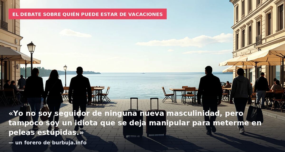 El debate sobre quién puede estar de vacaciones: «Yo no soy seguidor de ninguna nueva masculinidad, pero tampoco soy un idiota que se deja manipular para meterme en peleas estúpidas.» — un forero de burbuja.info