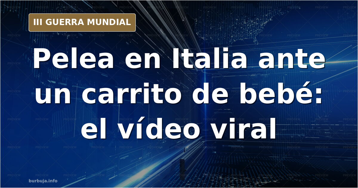 Silueta de dos hombres enfrentados en una calle nocturna de Italia junto a un carrito de bebé y un móvil que graba la escena