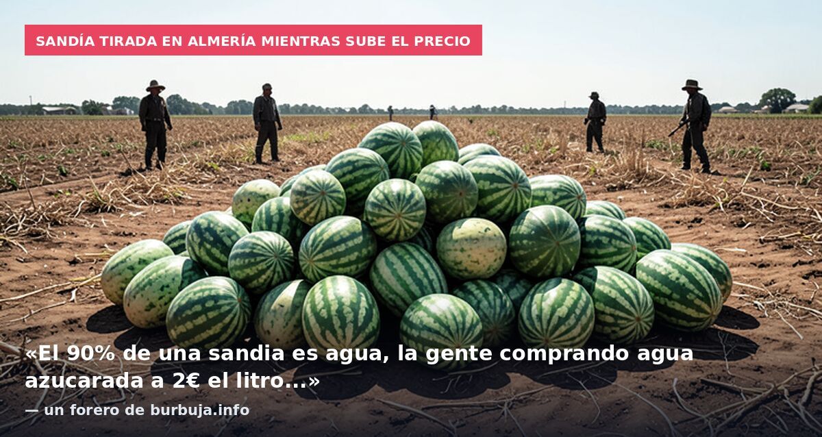 Sandía tirada en Almería mientras sube el precio: «El 90% de una sandia es agua, la gente comprando agua azucarada a 2€ el litro...» — un forero de burbuja.info