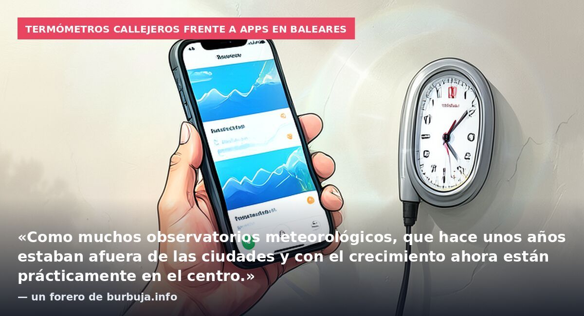 Termómetros callejeros frente a apps en Baleares: «Como muchos observatorios meteorológicos, que hace unos años estaban afuera de las ciudades y con el crecimiento ahora están prácticamente en el centro.» — un forero de burbuja.info