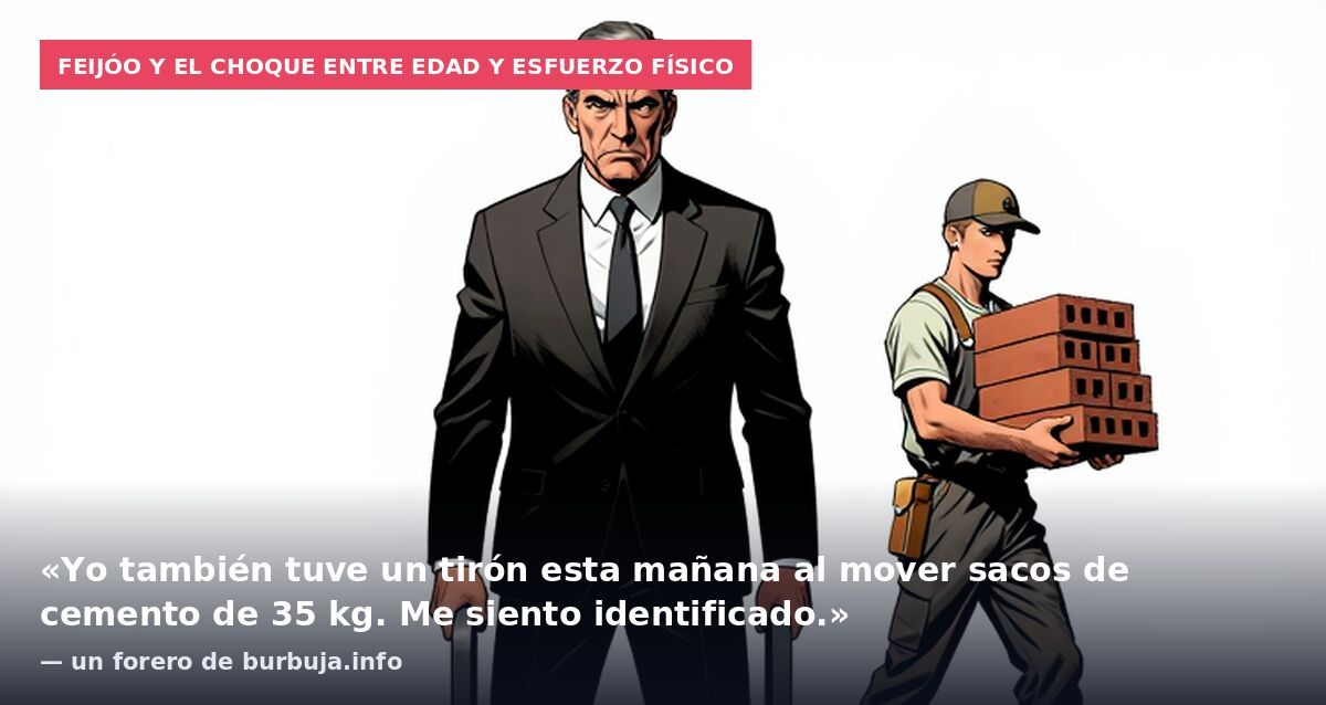 Feijóo y el choque entre edad y esfuerzo físico: «Yo también tuve un tirón esta mañana al mover sacos de cemento de 35 kg. Me siento identificado.» — un forero de burbuja.info