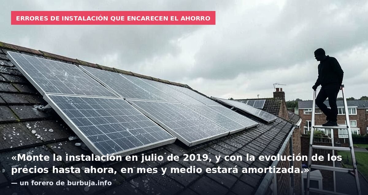 Errores de instalación que encarecen el ahorro: «Monte la instalación en julio de 2019, y con la evolución de los precios hasta ahora, en mes y medio estará amortizada.» — un forero de burbuja.info
