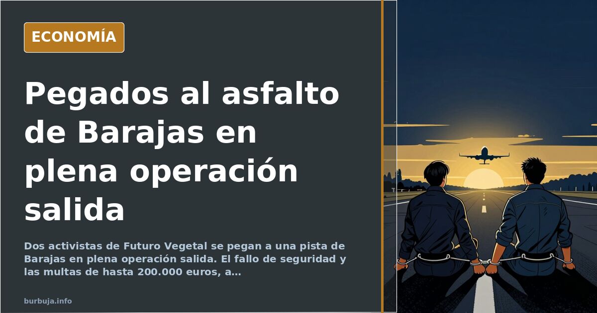 Dos activistas se pegan a una pista de Barajas en plena operación salida