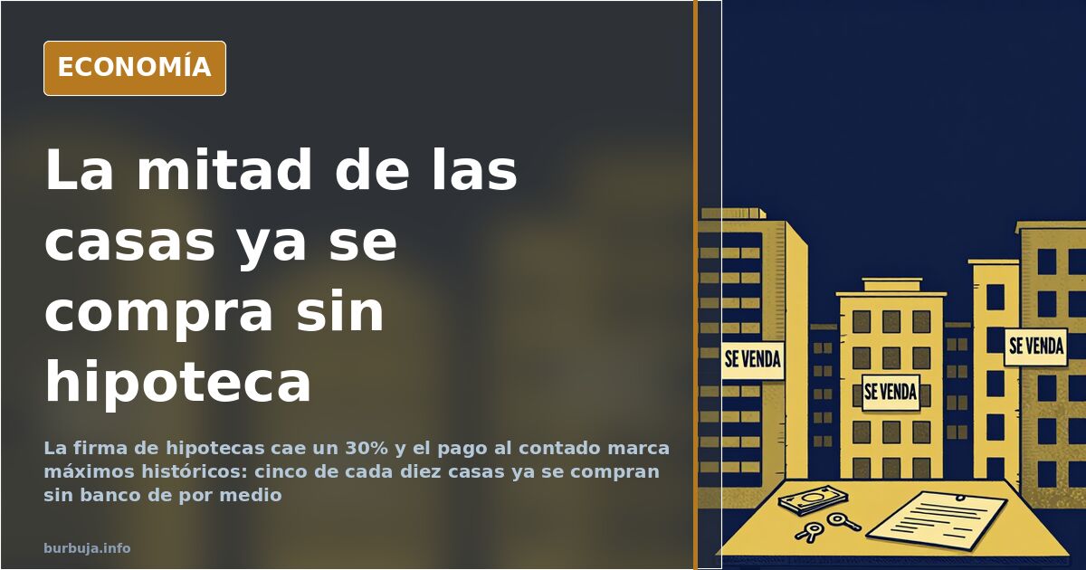 Hipotecas se hunden un 30% mientras el efectivo copa las compras