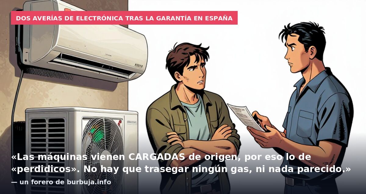Dos averías de electrónica tras la garantía en España: «Las máquinas vienen CARGADAS de origen, por eso lo de «perdidicos». No hay que trasegar ningún gas, ni nada parecido.» — un forero de burbuja.info