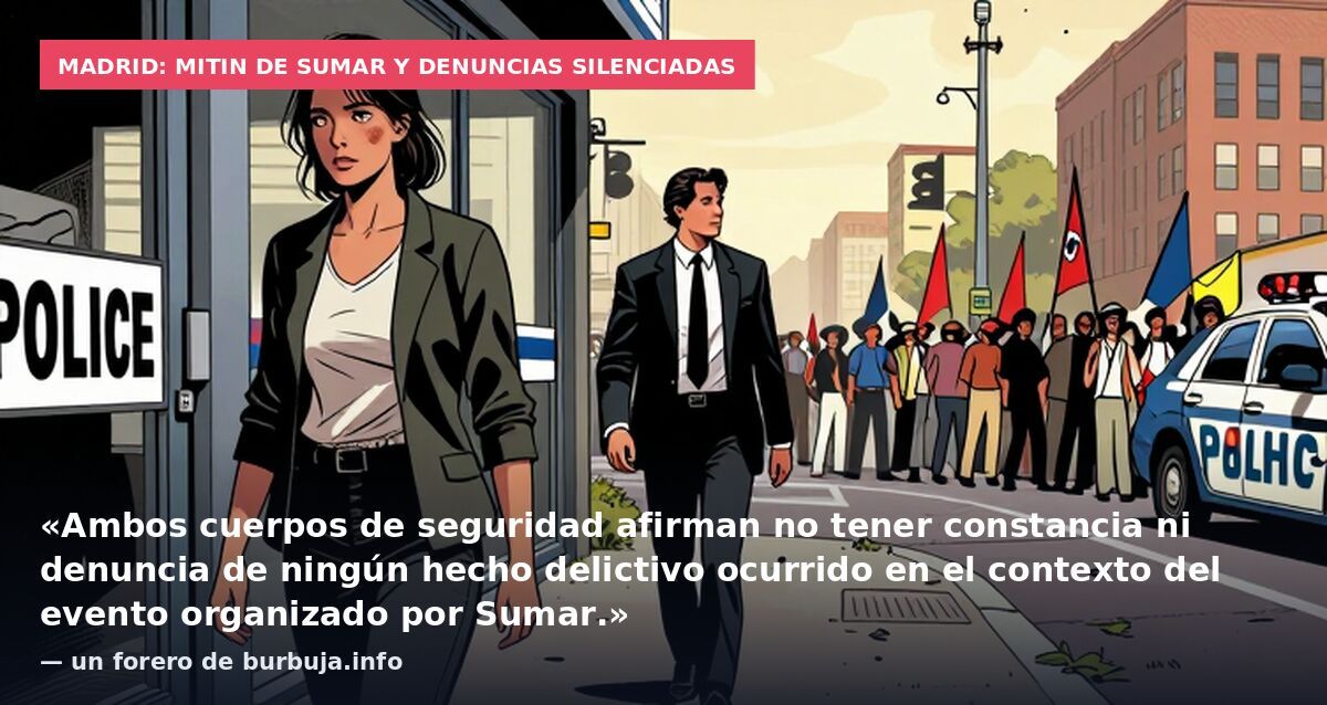 Madrid: mitin de Sumar y denuncias silenciadas: «Ambos cuerpos de seguridad afirman no tener constancia ni denuncia de ningún hecho delictivo ocurrido en el contexto del evento organizado por Sumar.» — un forero de burbuja.info
