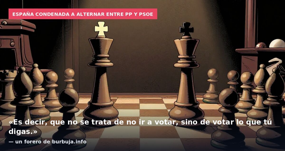 España condenada a alternar entre PP y PSOE: «Es decir, que no se trata de no ir a votar, sino de votar lo que tú digas.» — un forero de burbuja.info