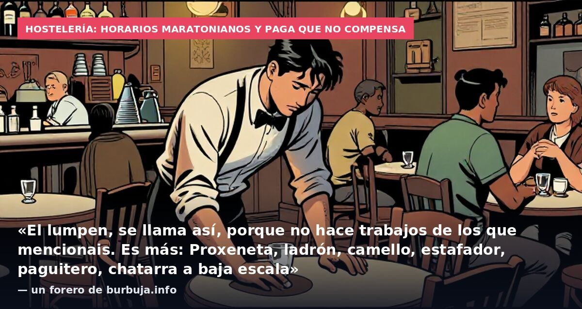 Hostelería: horarios maratonianos y paga que no compensa: «El lumpen, se llama así, porque no hace trabajos de los que mencionais. Es más: Proxeneta, ladrón, camello, estafador, paguitero, chatarra a baja escala» — un forero de burbuja.info