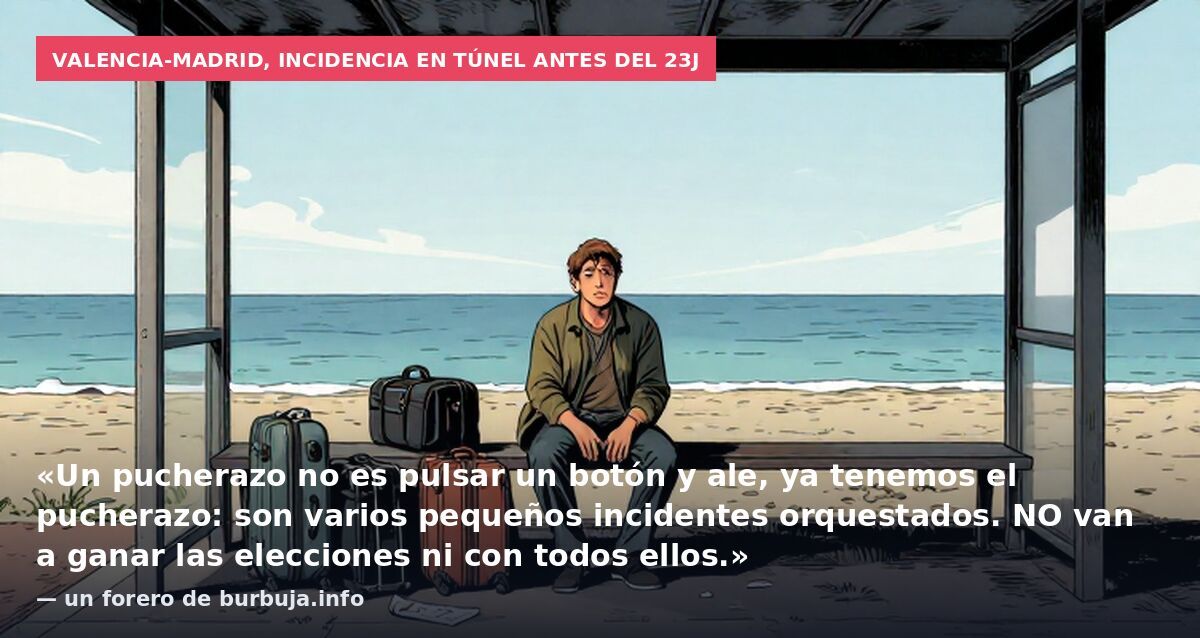 Valencia-Madrid, incidencia en túnel antes del 23J: «Un pucherazo no es pulsar un botón y ale, ya tenemos el pucherazo: son varios pequeños incidentes orquestados. NO van a ganar las elecciones ni con todos ellos.» — un forero de burbuja.info