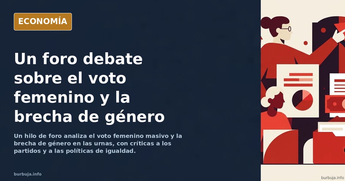 Ilustración editorial de una urna electoral dividida por una línea que separa dos grupos de votantes, simbolizando la brecha 