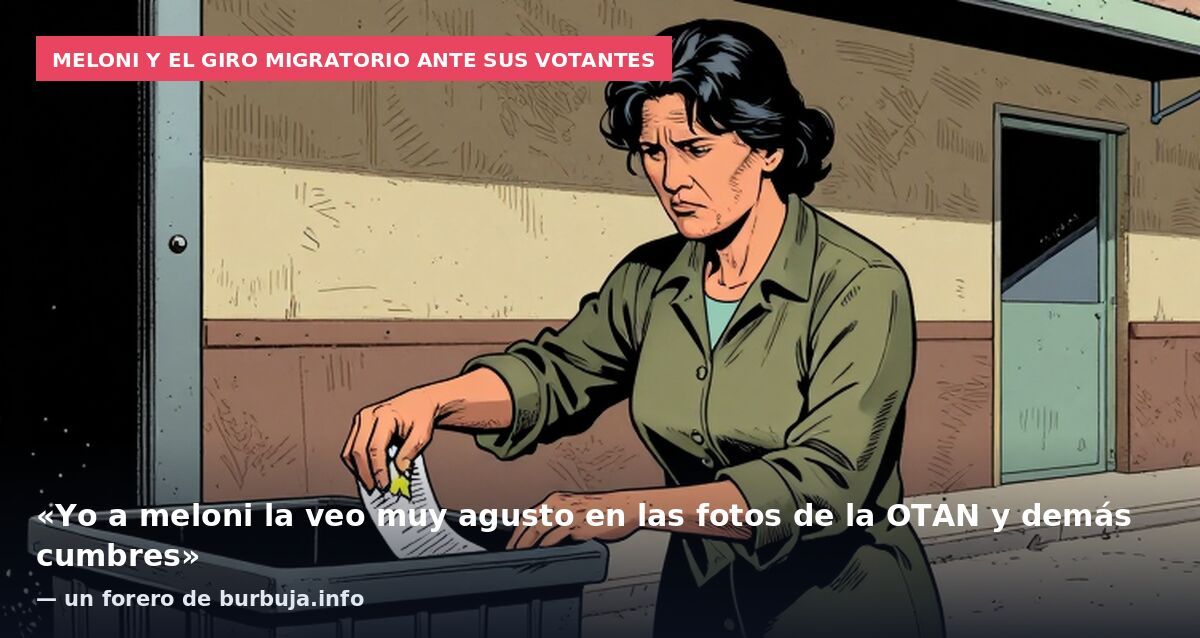 Meloni y el giro migratorio ante sus votantes: «Yo a meloni la veo muy agusto en las fotos de la OTAN y demás cumbres» — un forero de burbuja.info