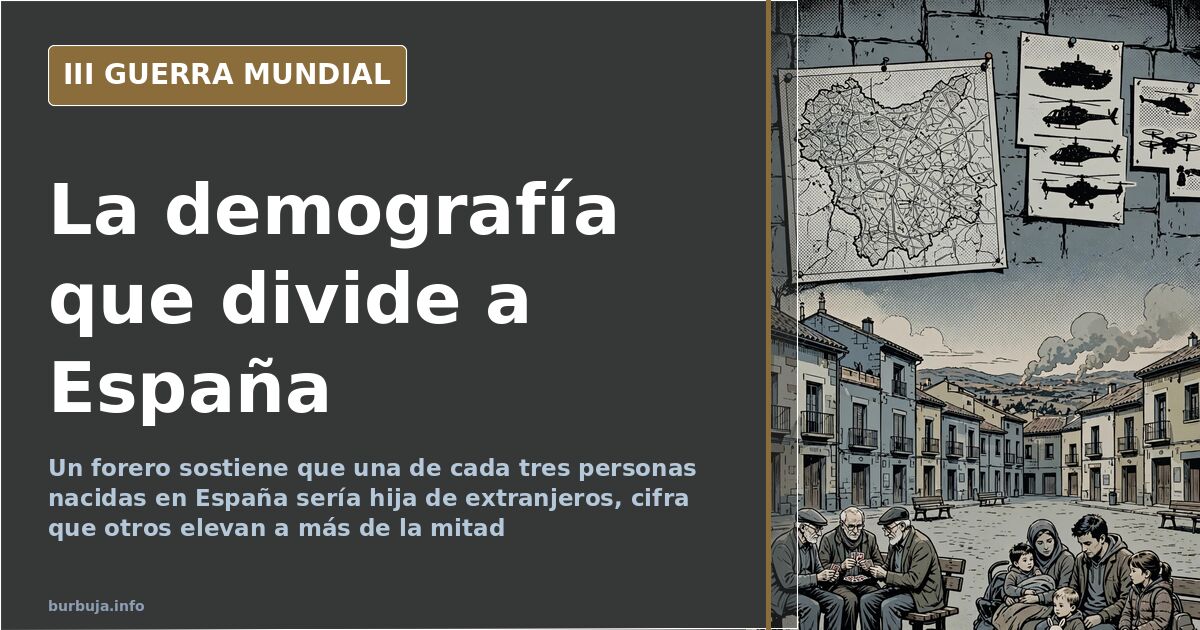 Calle urbana europea con viandantes de espaldas y banderas al fondo, ilustración sobre demografía e inmigración