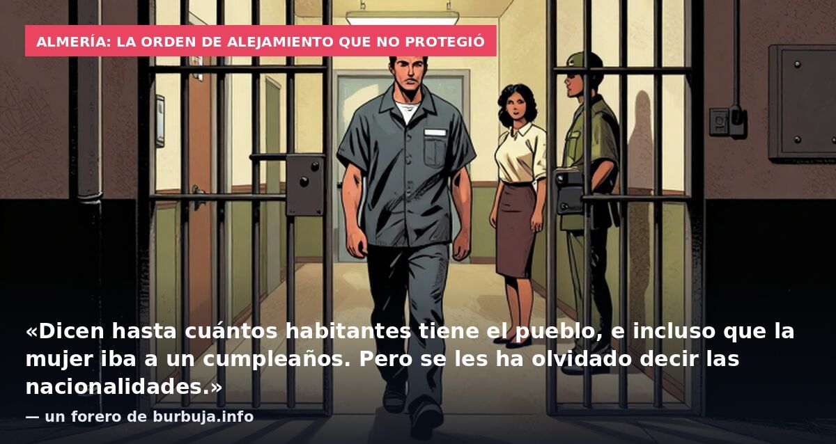 Almería: la orden de alejamiento que no protegió: «Dicen hasta cuántos habitantes tiene el pueblo, e incluso que la mujer iba a un cumpleaños. Pero se les ha olvidado decir las nacionalidades.» — un forero de burbuja.info