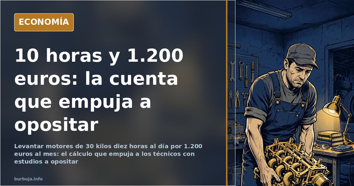 Un superior de industrial cargando 30 kilos por 1.200 euros